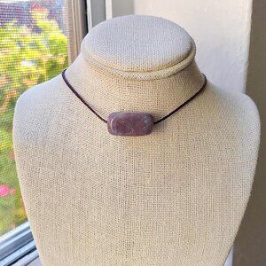 Cloudy Burgundy Indian Agate Pendant (Dark Brown) Necklace/Choker